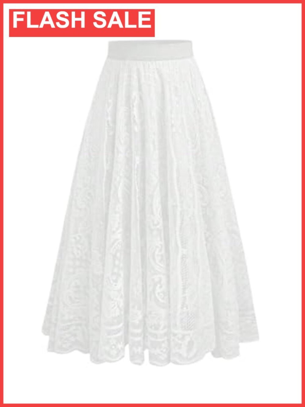Plus Size Lace Long Flowy A Line Skirt Elastic High Waist Fairy Renaissance